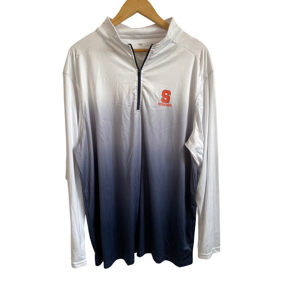 Colosseum Syracuse Orange Mens 3XL Quarter Zip Pullover Ombre White Navy Blue